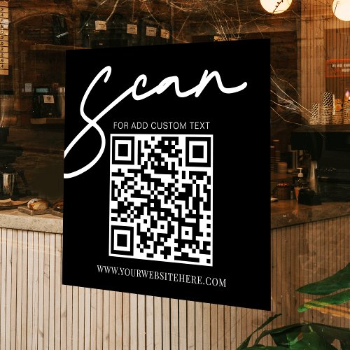 Minimalist Modern Black Scan Here Business QR Code Window Cling