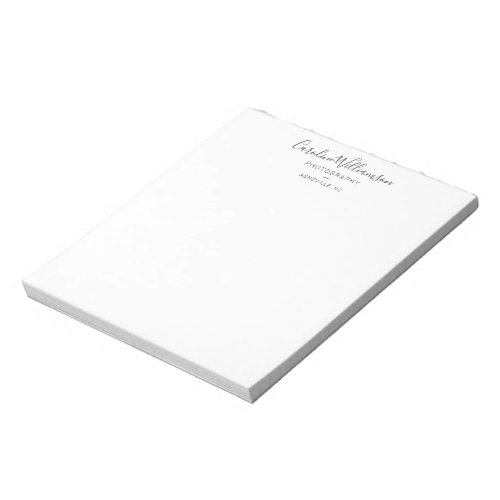 Minimalist Modern Black Script Custom Business Notepad