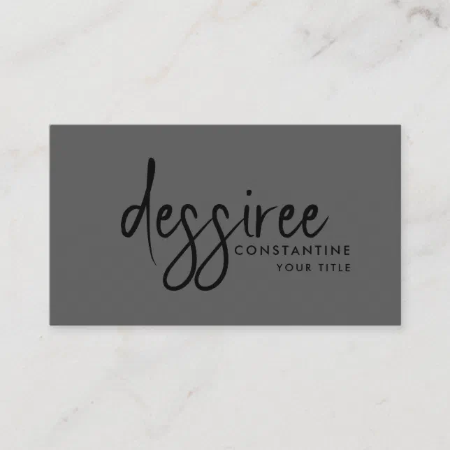 Minimalist Modern Black Script Gray Business Card | Zazzle