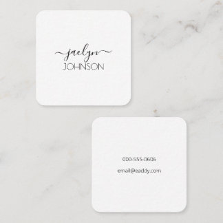 Minimalist Modern Black Script Personalized Name Square Business Card