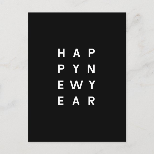 Minimalist Modern Black Typography Photo New Year Holiday Postcard (Front)