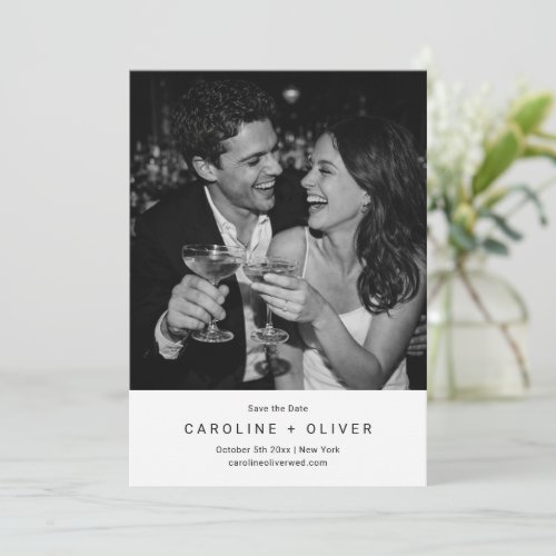 Minimalist Modern Black Typography Photo Wedding Save The Date