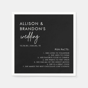 Minimalist Modern Black Wedding Fun Facts Napkins