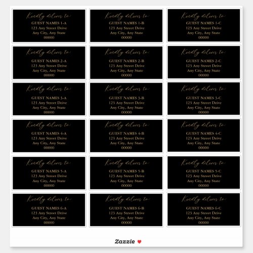 Minimalist Modern Black Wedding Guest Address   Sticker