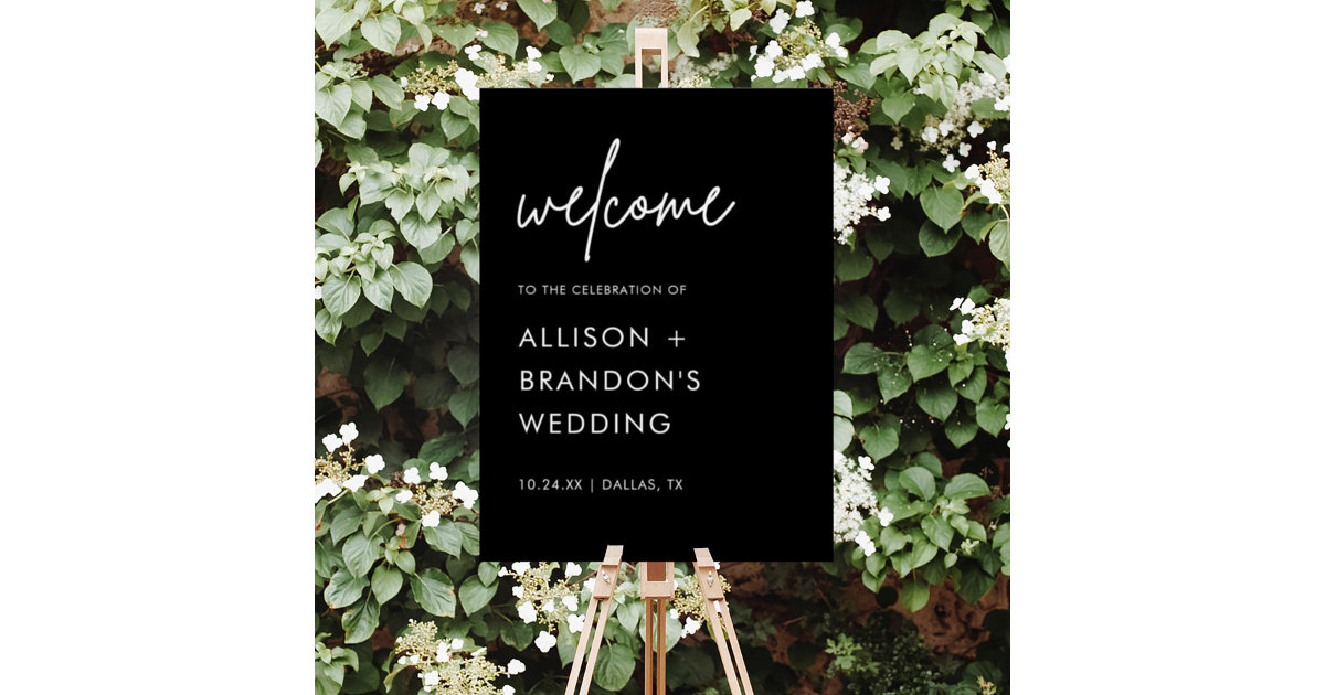 Minimalist Modern Black Wedding Welcome Sign Zazzle
