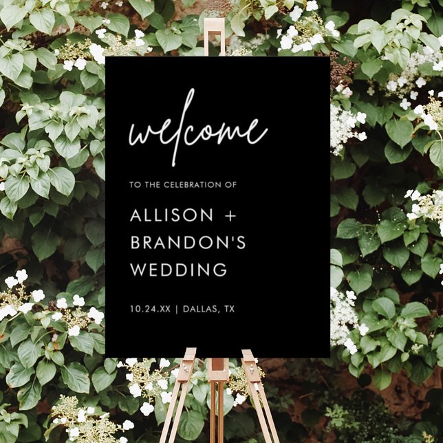 Minimalist Modern Black Wedding Welcome Sign (Creator Uploaded)