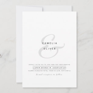Minimalist Modern Black White Ampersand Wedding Invitation