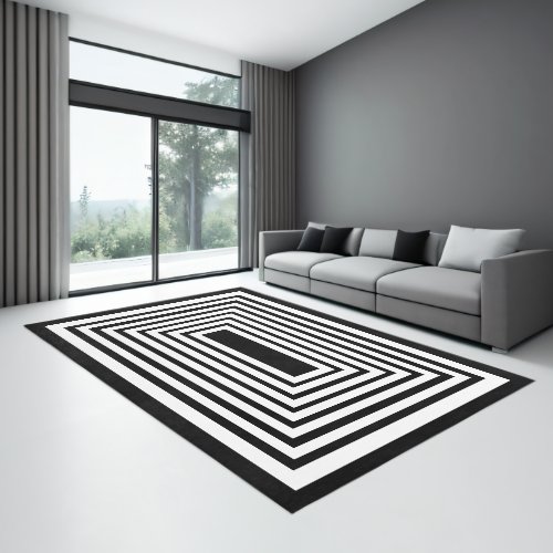 minimalist Modern Black White Area Rug