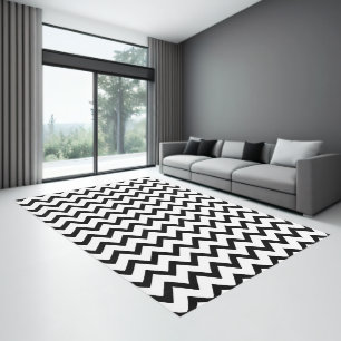 minimalist Modern Black White Chevron Area Rug