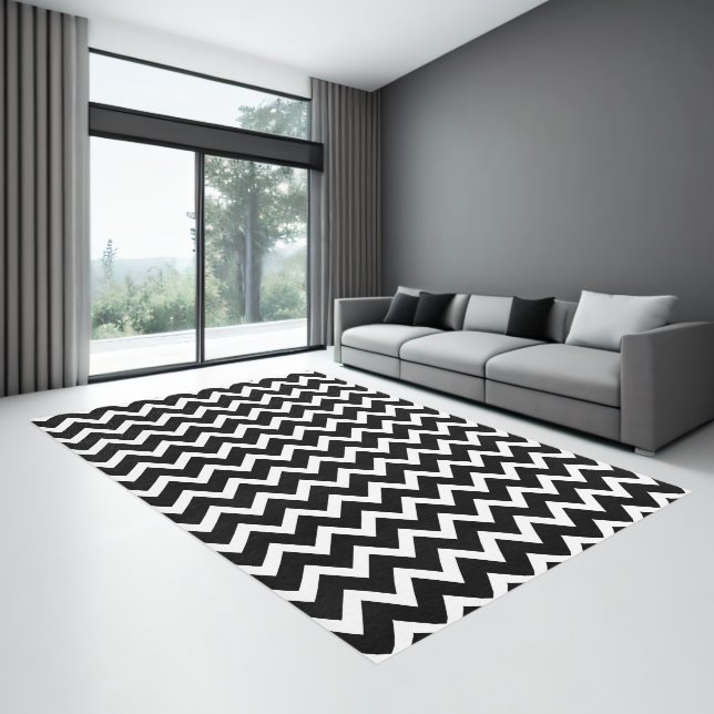 minimalist Modern Black White Chevron Area Rug (Insitu (Indoor 3))