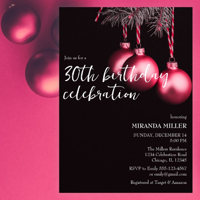 Minimalist Modern Black & White Christmas Birthday Invitation (Creator Uploaded)