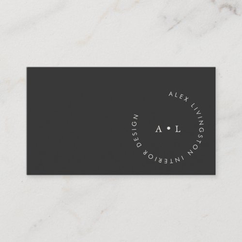 Minimalist Modern Black White Circle Monogram Business Card