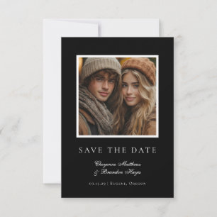 Minimalist Modern Black White Elegant Photo Save The Date