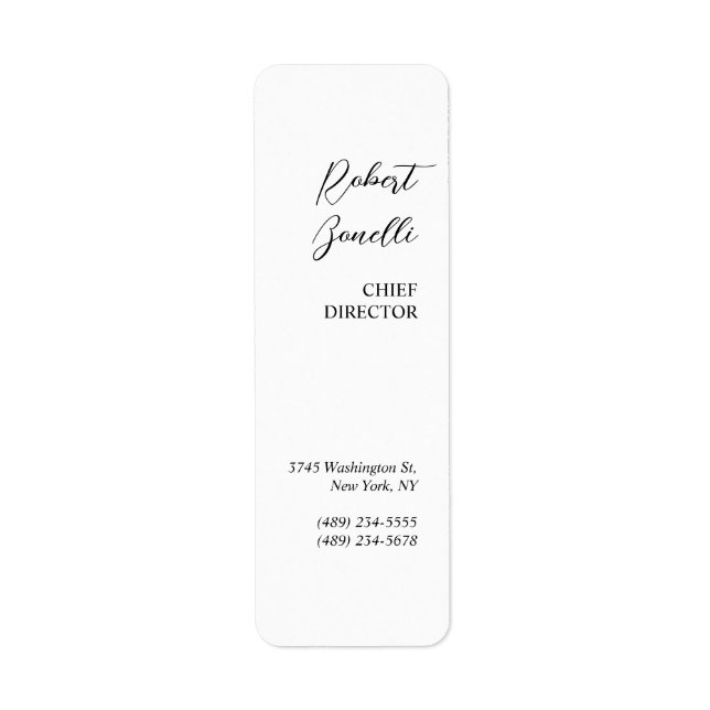 Minimalist Modern Black White Grey Personalized Label (Front)