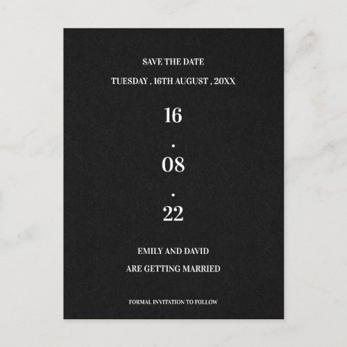 Minimalist Modern Black White Monogram Wedding Announcement Postcard