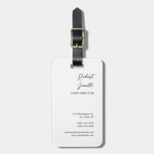 Minimalist Modern Black White Personalized Luggage Tag