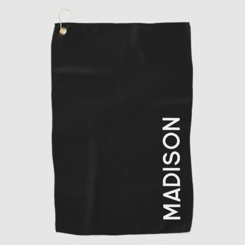 Minimalist Modern Black White Personalized Womens Golf Towel