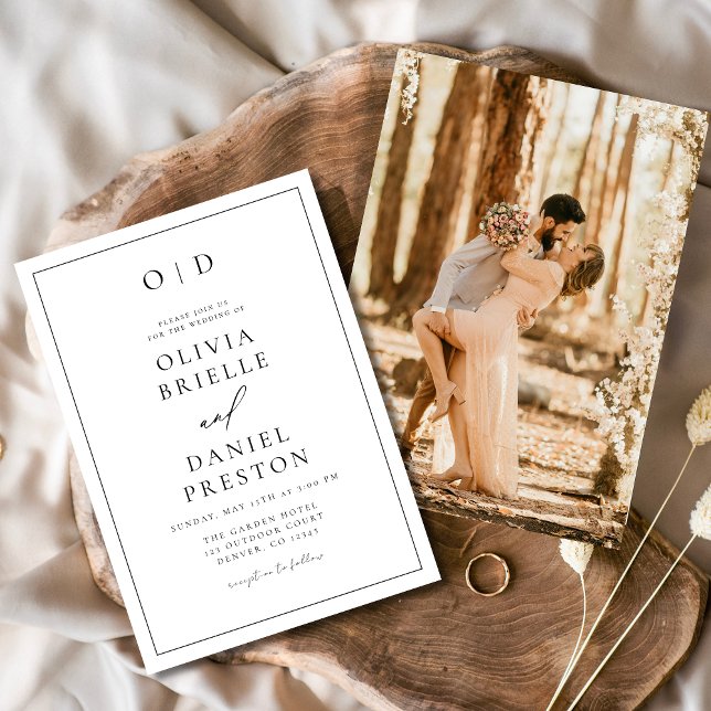Minimalist Modern Black White Photo Wedding Invitation (Creator Uploaded)
