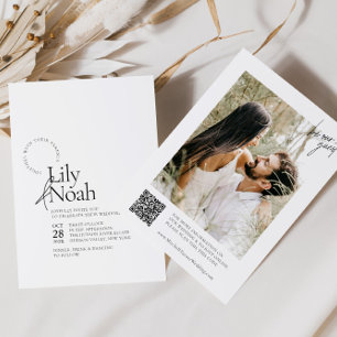 Minimalist Modern Black & White Photo Wedding Invitation