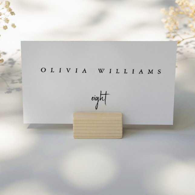 Minimalist Modern Black & White Script Wedding  Place Card (Creator Uploaded)