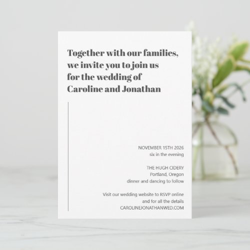 Minimalist Modern Black White Simple Wedding Invitation