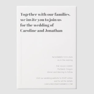 Minimalist Modern Black White Simple Wedding Vellum Invitations