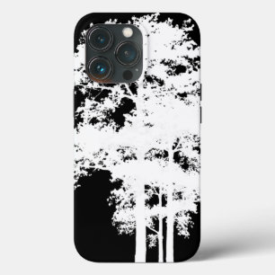 Minimalist modern black white tree silhouette iPhone 13 pro case
