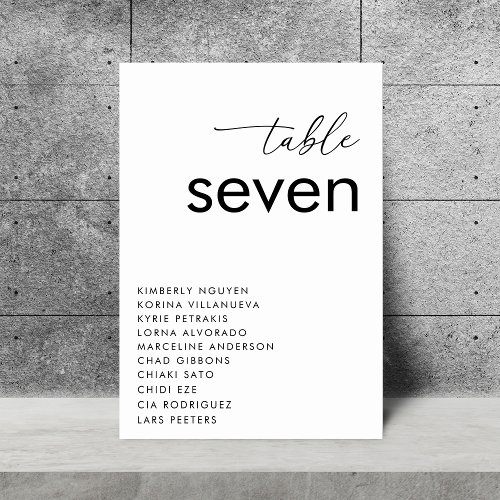 Minimalist Modern Black White Typography Wedding   Table Number