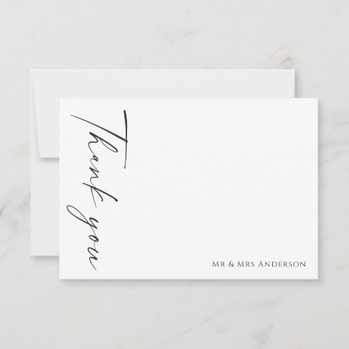 Minimalist Modern Black White Wedding Thank You Card
