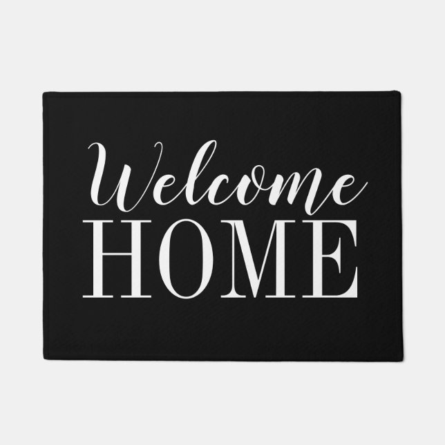 Minimalist modern black & white welcome doormat (Front)