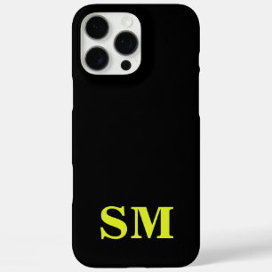 Minimalist Modern Black Yellow Initial Monogram iPhone 16 Pro Max Case