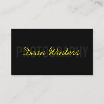 Minimalist Modern Black Yellow Photographer Business Card