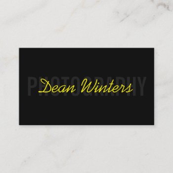 Minimalist Modern Black Yellow Photographer Business Card by MG_BusinessCards at Zazzle