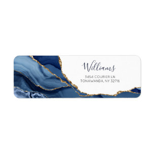 Minimalist Modern Blue and Gold Agate Label
