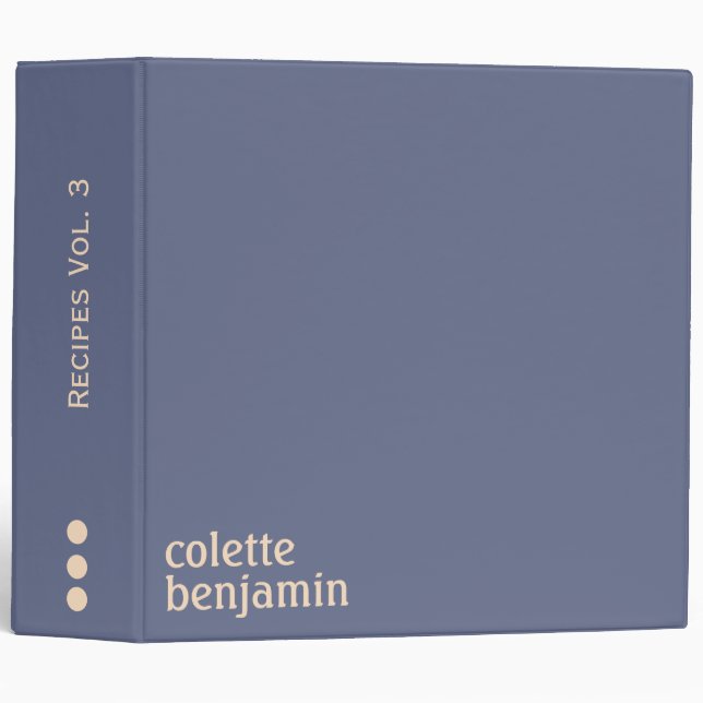 Minimalist Modern Blue-Grey & Pale Peach 3 Ring Binder (Front/Spine)
