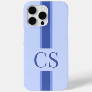 Minimalist Modern Blue Initial Monogram iPhone 15 Pro Max Case