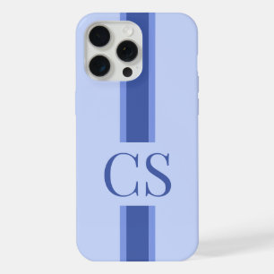 Minimalist Modern Blue Initial Monogram iPhone 15 Pro Max Case