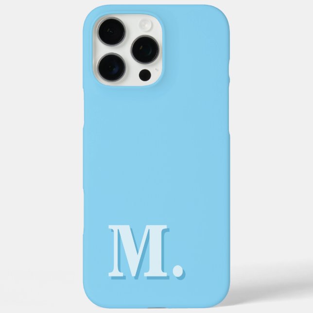 Minimalist Modern Blue Monogram Initial Case-Mate iPhone Case (Back)