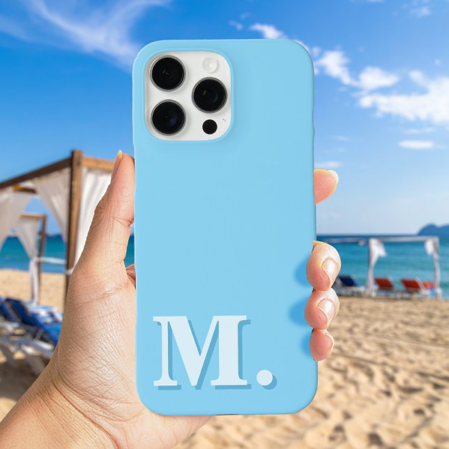 Minimalist Modern Blue Monogram Initial Case-Mate iPhone Case (Creator Uploaded)