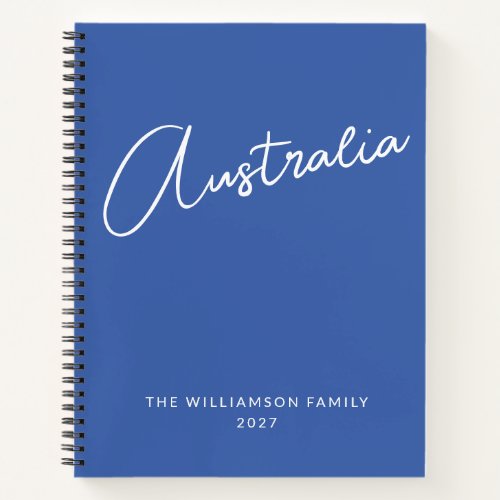 Minimalist Modern Blue Personalized Family Travel Notebook
