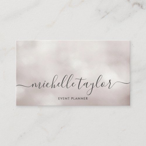 Minimalist modern blush pearl signature script business card