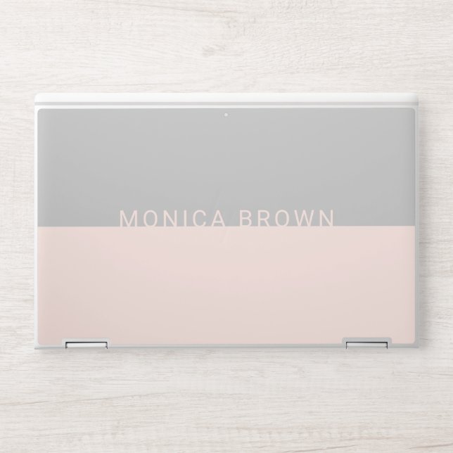 Minimalist Modern Blush Pink and Gray HP Laptop Skin (Front)