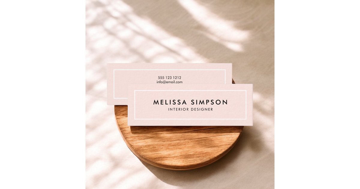 Minimalist Modern Blush Pink Mini Business Card | Zazzle