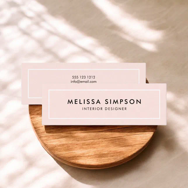 Minimalist Modern Blush Pink Mini Business Card | Zazzle
