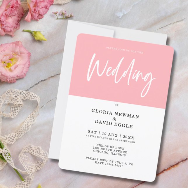 Minimalist Modern Blush Pink QR Code Wedding Invitation (Creator Uploaded)