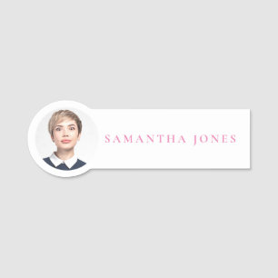 Minimalist Modern Bold Pink photo Name Tag