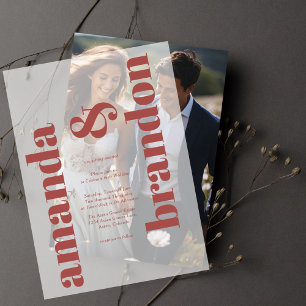 Minimalist Modern Bold Script Wedding Vellum Invitations