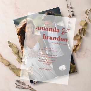 Minimalist Modern Bold Script Wedding Vellum Invitations