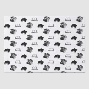 Minimalist Modern Bookish Bibliophile Book Pattern Tissue Paper