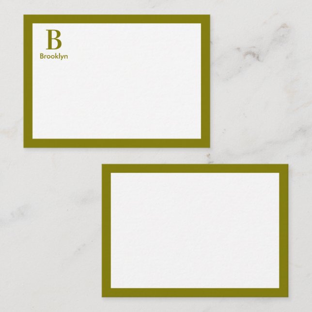 Minimalist Modern Border Monogram Note Card (Front/Back)